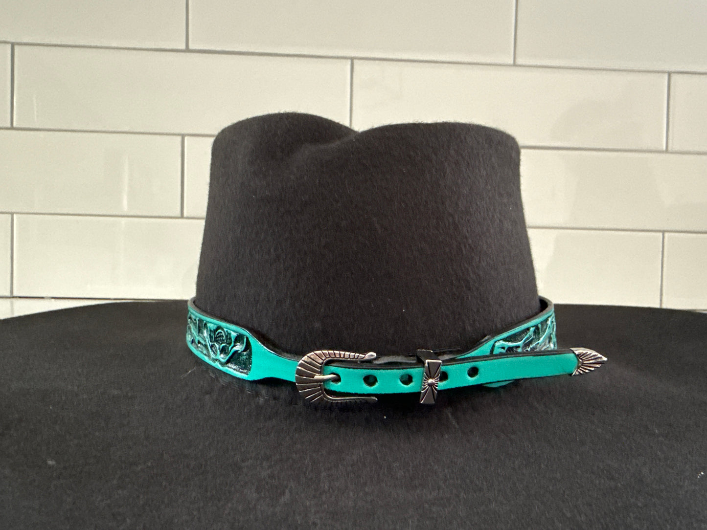 Hand Carved Leather Hat Band