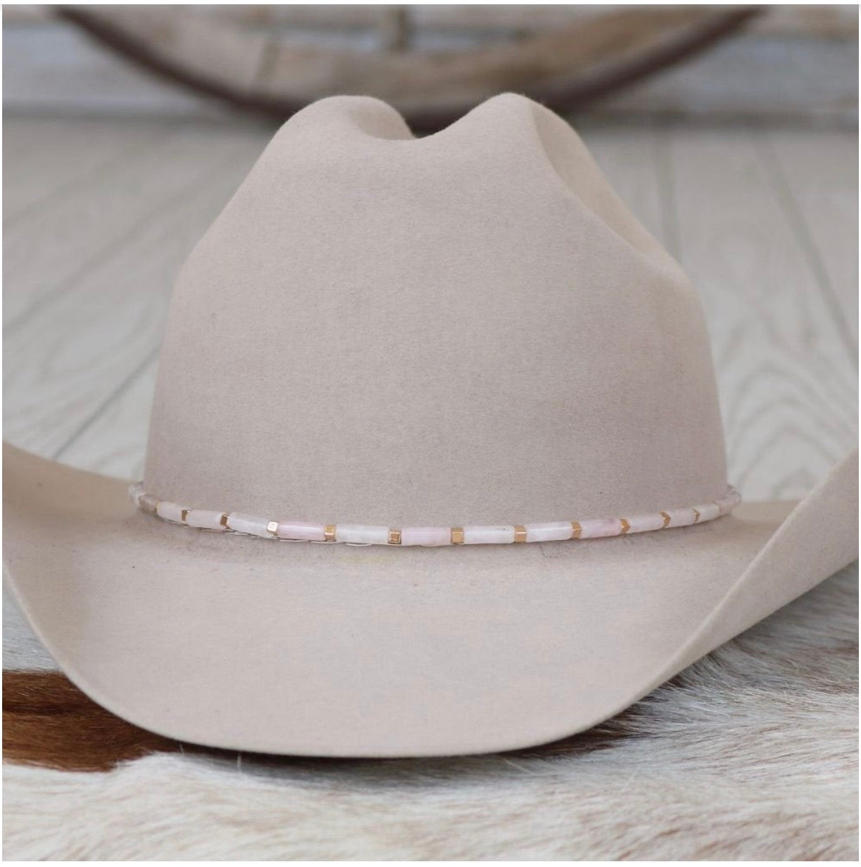 Pale Pink with Gold stone Hat band Halo