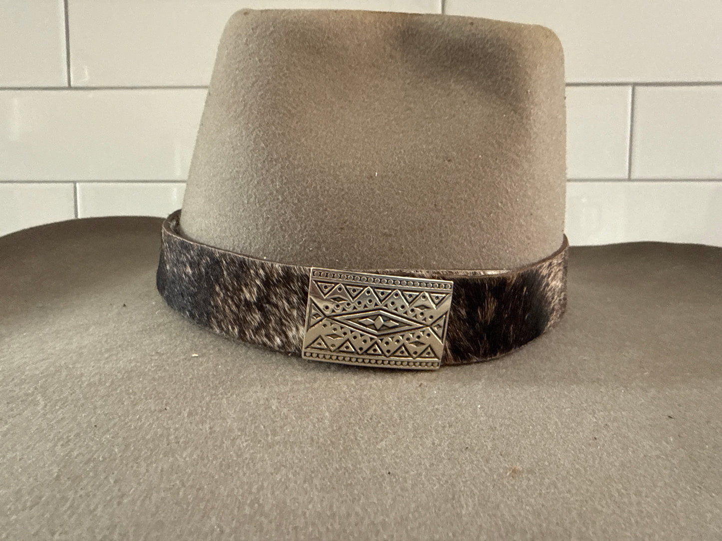 Cowhide Hat Band with Concho