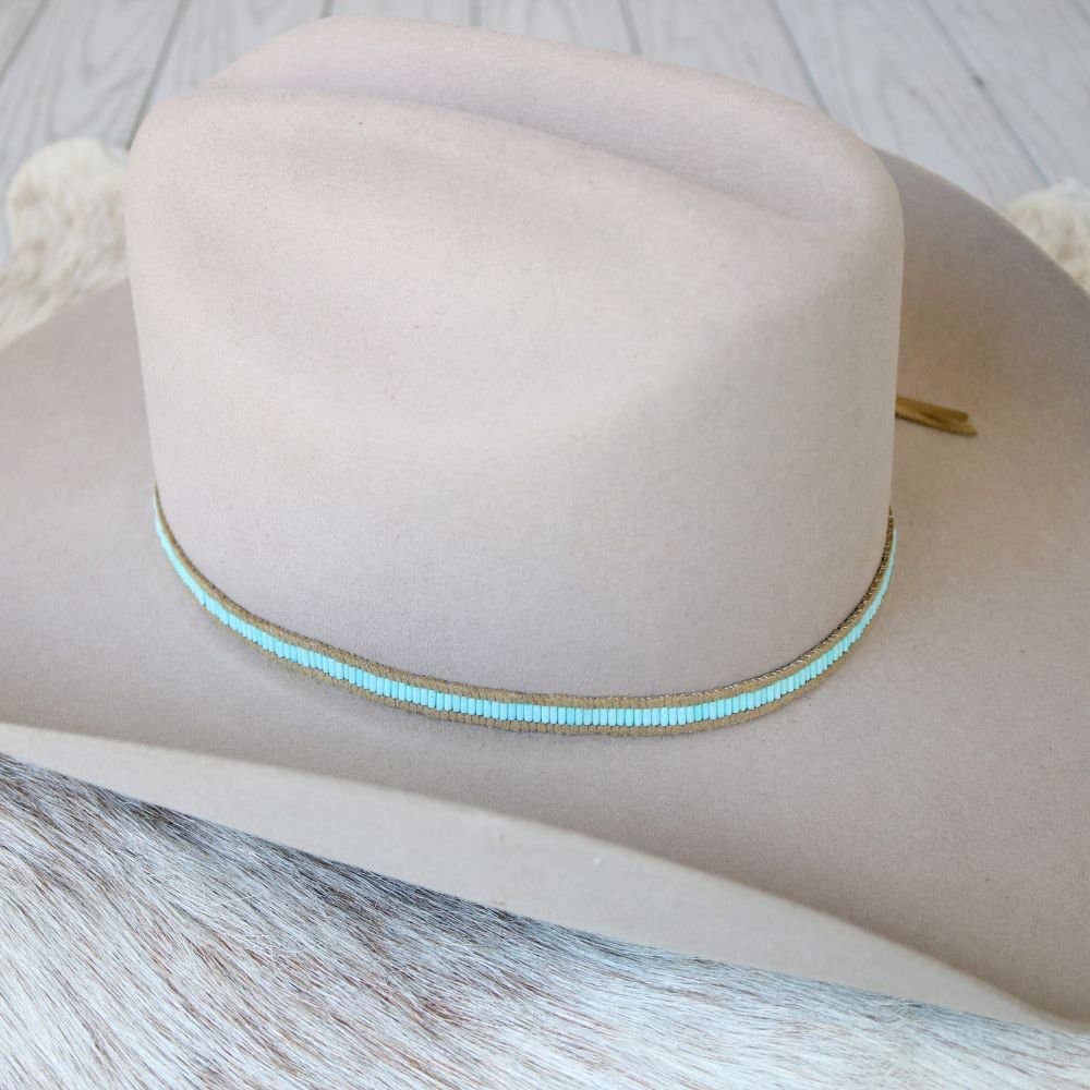 Pale Blue Beaded Hat Band