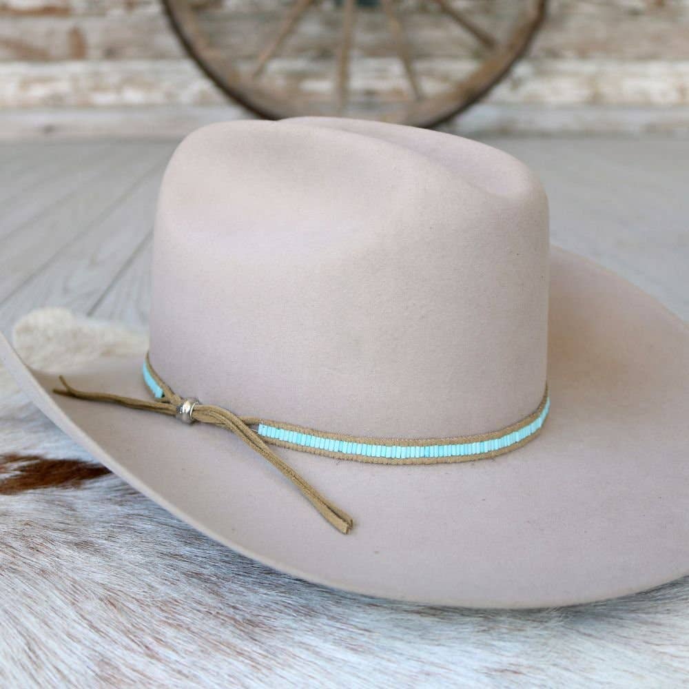 Pale Blue Beaded Hat Band