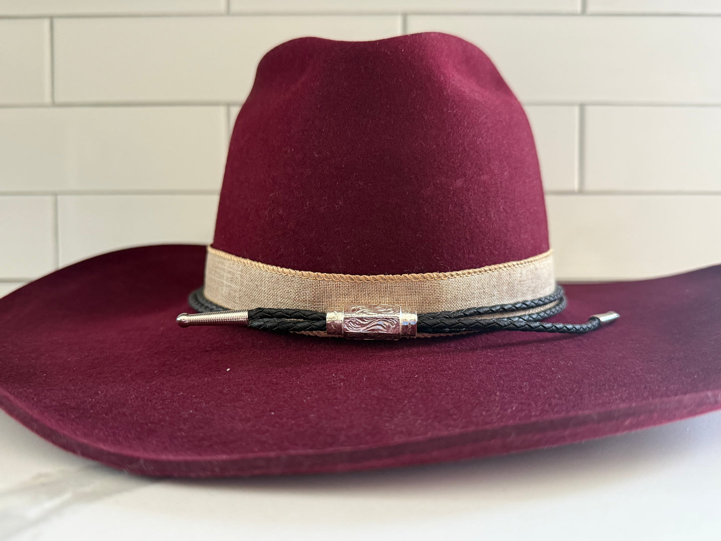 Double Strand Leather Hat Band with Ferrule