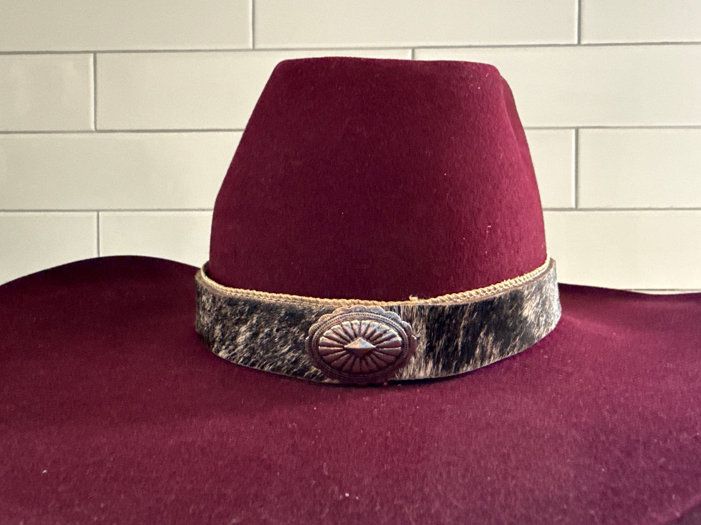 Cowhide Hat Band with Concho