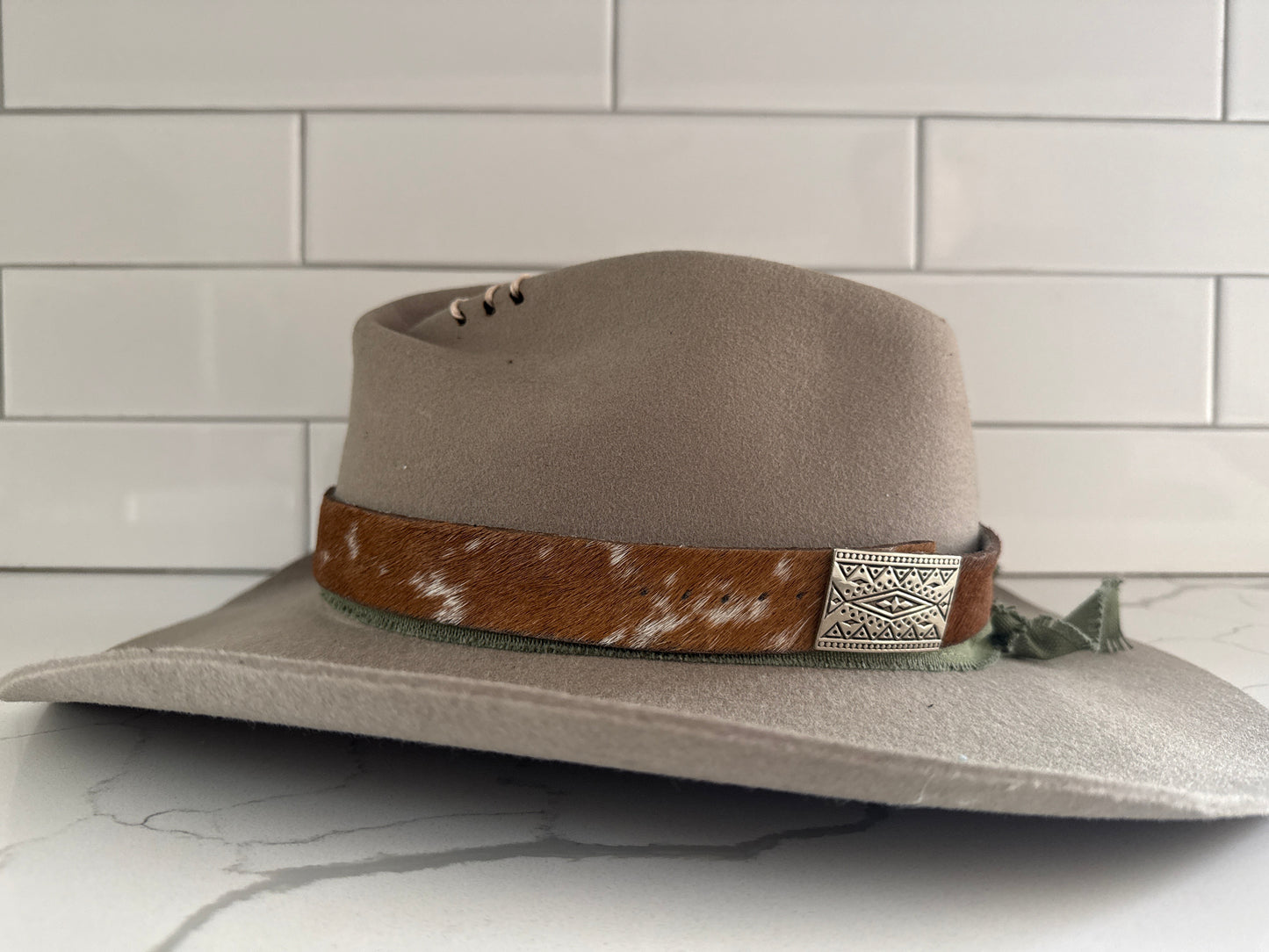 Cowhide Hat Band with Concho
