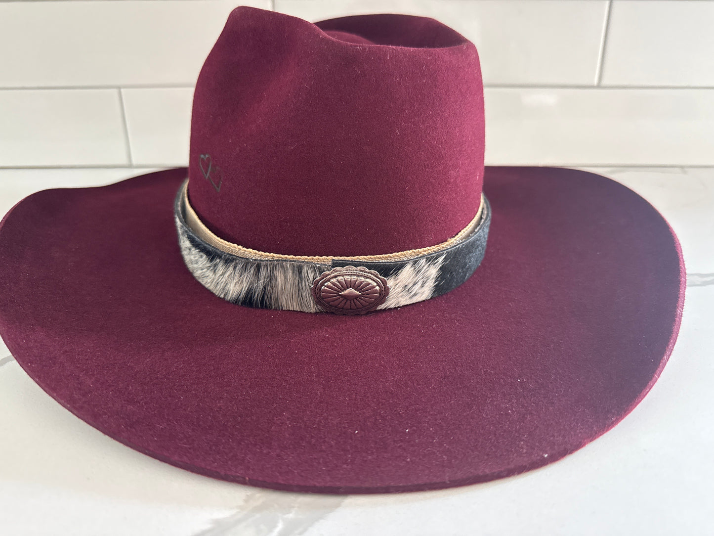 Cowhide Hat Band with Concho