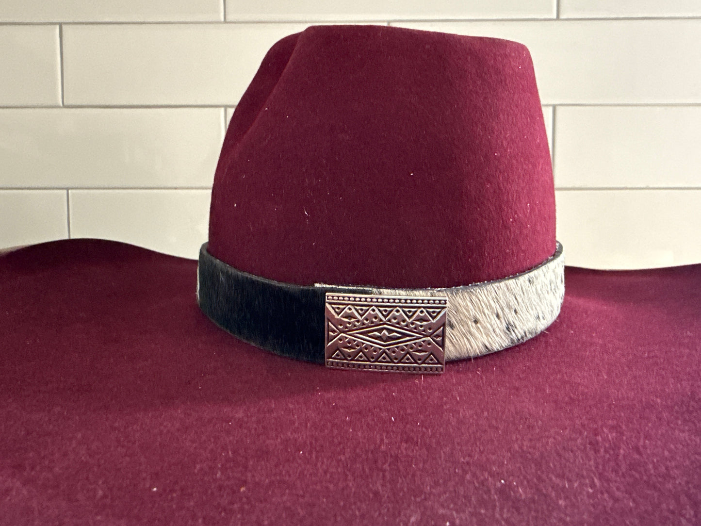 Cowhide Hat Band with Concho