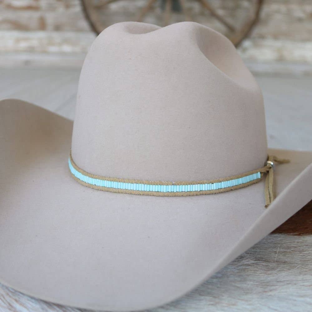 Pale Blue Beaded Hat Band