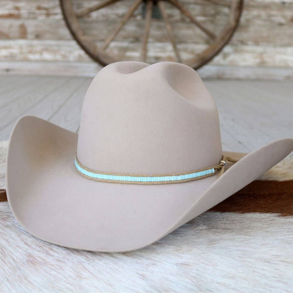 Pale Blue Beaded Hat Band