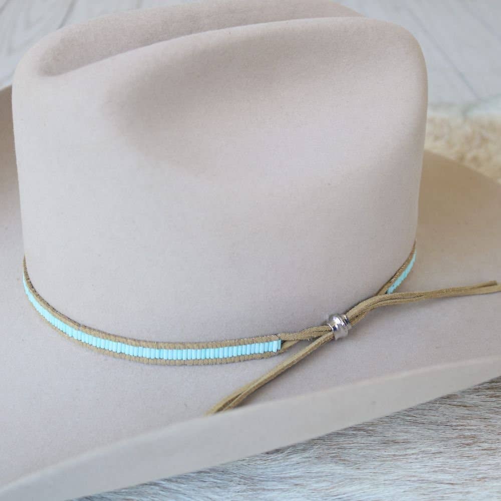 Pale Blue Beaded Hat Band